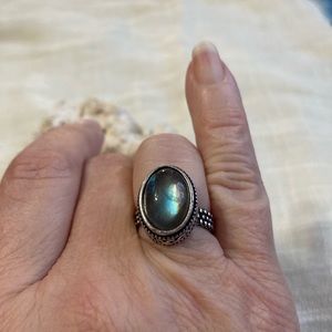 NEW Fiery Labradorite, 925 Silver Ring, Size 7